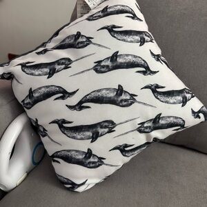 Narwhal Print Throw Pillow